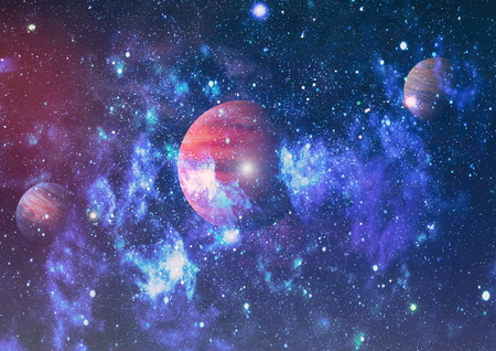 Universe scene with planets, stars and galaxies in outer space showing the beauty of space...