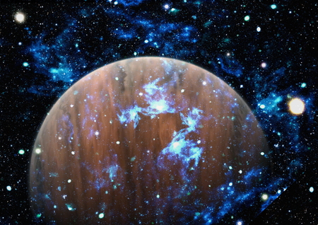 Universe scene with planets, stars and galaxies in outer space showing the beauty of space...