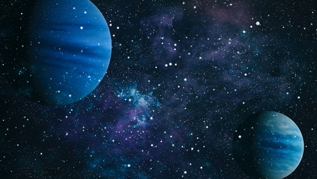 Universe scene with planets, stars and galaxies in outer space showing the beauty of space...