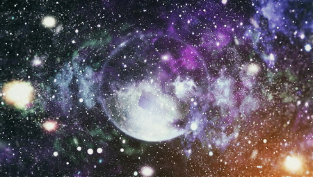 Blue dark night sky with many stars. Milky way on the space background