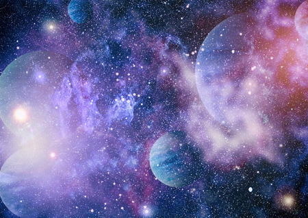 Nebula and galaxies in space.
