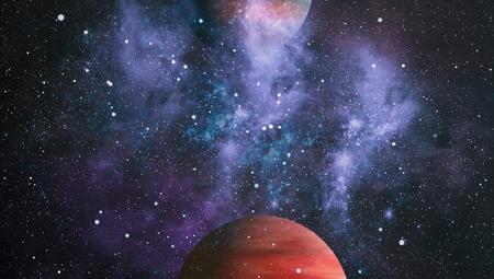 Nebula and galaxies in space.
