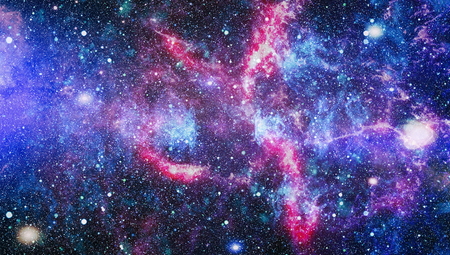 Stars of a planet and galaxy in a free space.の写真素材