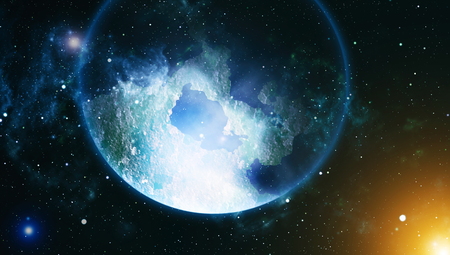 Colorful Starry Night Sky Outer Space backgroundの写真素材