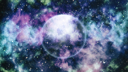Colorful Starry Night Sky Outer Space backgroundの写真素材