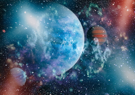 Nebula and galaxies in space.の写真素材