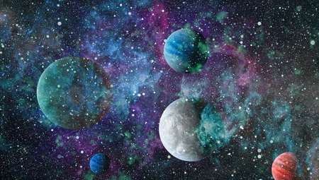 planets, stars and galaxies in outer space.の写真素材
