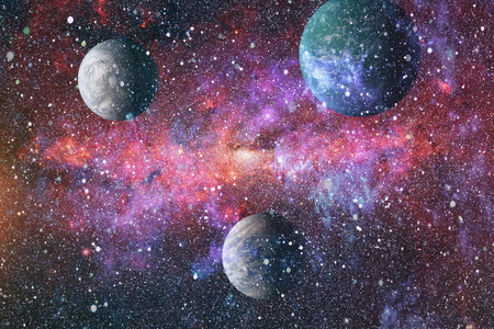 Futuristic abstract space background. Night sky with stars and nebula.の写真素材