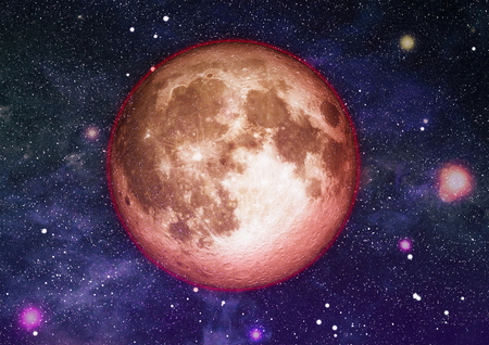 Beautiful Earth and the red Moon