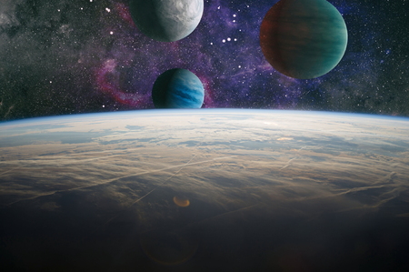 space background with nebulas and stars.の写真素材