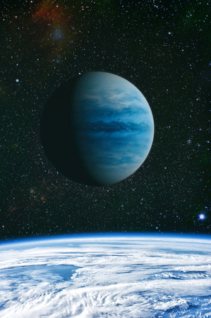 A view of space from the earth. Colorful deep space. Universe concept background.の写真素材