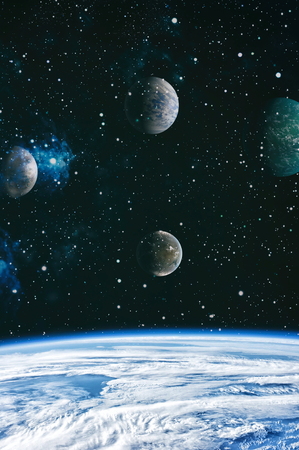 A view of space from the earth. Colorful deep space. Universe concept background.の写真素材