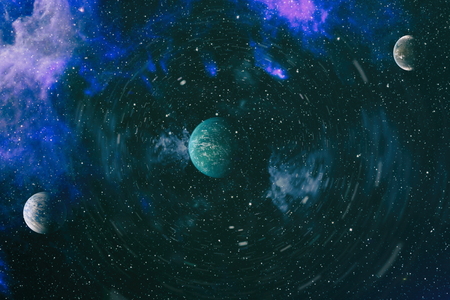 Futuristic abstract space background. Night sky with stars and nebula.の写真素材