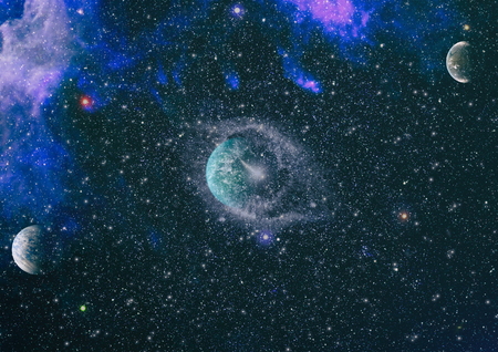 Futuristic abstract space background. Night sky with stars and nebula.の写真素材