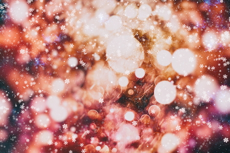 Blurred bokeh light background, Christmas and New Year holidays backgroundの写真素材