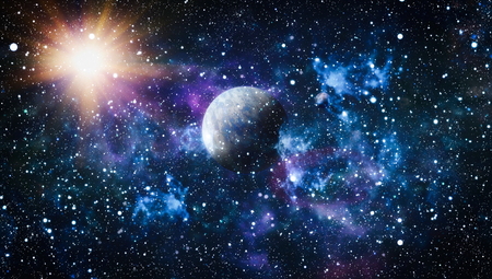 Bright Star Nebula. Distant galaxy. Abstract image.