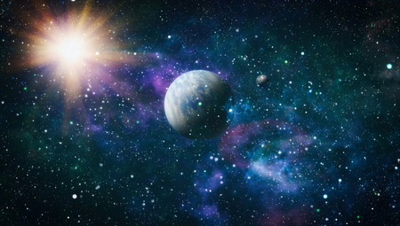 Bright Star Nebula. Distant galaxy. Abstract image.の写真素材