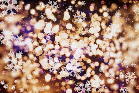 Abstract bokeh background. Christmas Glittering background. Abstract christmas background. Glittering Christmas background. Yellow christmas background Glitter christmas background.の写真素材
