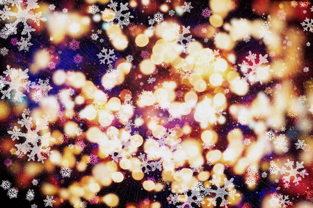 Abstract bokeh background. Christmas Glittering background. Abstract christmas background. Glittering Christmas background. Yellow christmas background Glitter christmas background.の写真素材