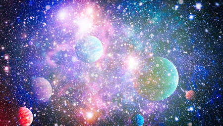 nebula and open cluster of stars in the universe.Beautiful nebula, stars and galaxies.の写真素材