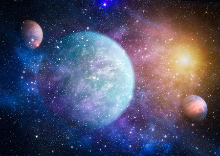 nebula and open cluster of stars in the universe.Beautiful nebula, stars and galaxies.の写真素材