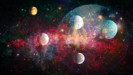 nebula and open cluster of stars in the universe.Beautiful nebula, stars and galaxies.の写真素材