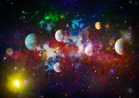 nebula and open cluster of stars in the universe.Beautiful nebula, stars and galaxies.の写真素材