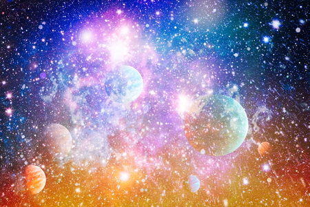 nebula and open cluster of stars in the universe.Beautiful nebula, stars and galaxies.の写真素材