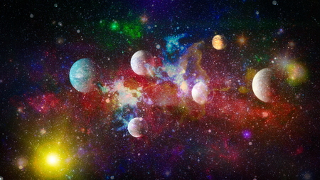 nebula and open cluster of stars in the universe.Beautiful nebula, stars and galaxies.の写真素材