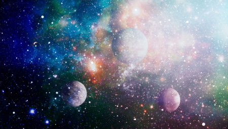 Cosmic clouds of mist on bright colorful backgrounds.の写真素材