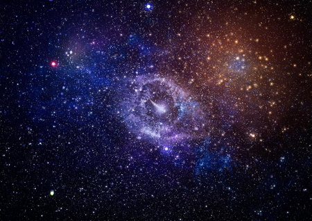 New large panoramic looking into deep space. Dark night sky full of stars. The nebula in outer space. Secrets of deep space.の写真素材