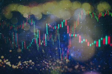 Stock market graph on led screen. Finance and investment concept. Selective focus.の写真素材