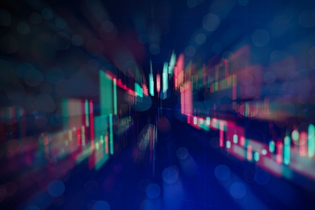 Stock market graph on led screen. Finance and investment concept. Selective focus.の写真素材