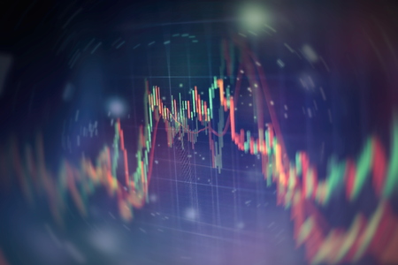 Business success and growth concept.Stock market business graph chart on digital screen.Forex market, Gold market and Crude oil marketの写真素材
