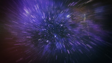 Abstract of warp or hyperspace motion in blue star trail.の写真素材