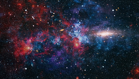 Galaxy creative background. Starfield stardust and nebula space. Background with nebula, stardust and bright shining stars.の写真素材