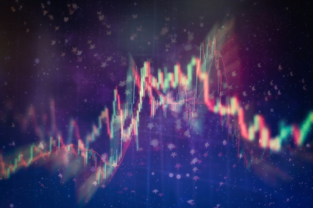 Candle stick graph chart of stock market investment trading. The Forex graph chart on the digital screenの写真素材