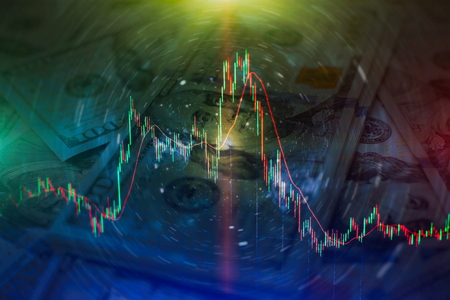 Forex market background, trading on the currency market Forex. Currency exchange rate for world...