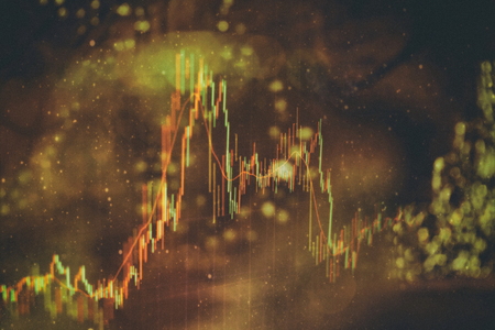 data on a monitor which including of Market Analyze. Bar graphs, Diagrams, financial figures. Forex...