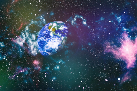Beautiful night sky, star in the space. Collage on space, science and education items.の写真素材