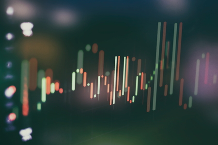 data on a monitor which including of Market Analyze. Bar graphs, Diagrams, financial figures. Forex chart.の写真素材