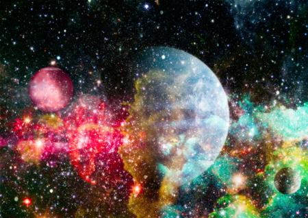 Far being shone nebula and star field against space.の写真素材