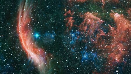 Stars of a planet and galaxy in a free space.