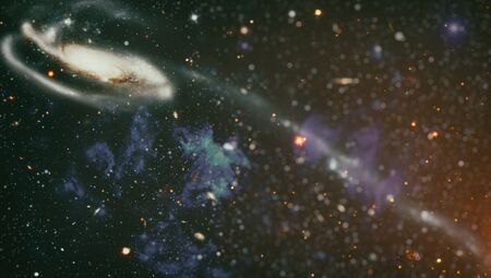 Cosmic clouds of mist on bright colorful backgrounds.の写真素材