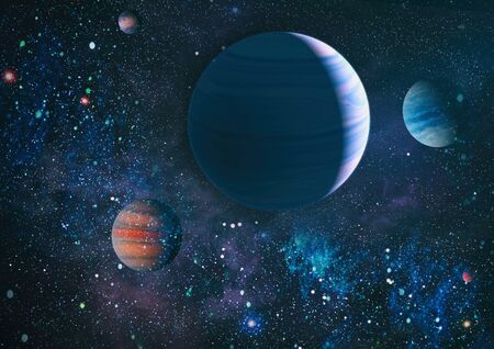 Cosmic clouds of mist on bright colorful backgrounds.