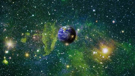 Beautiful Earth and the red Moon