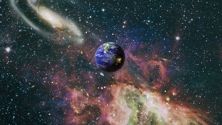 Beautiful Earth and the red Moon