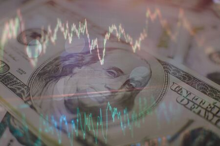 Indicators including volume analysis for professional technical analysis on the monitor of a...