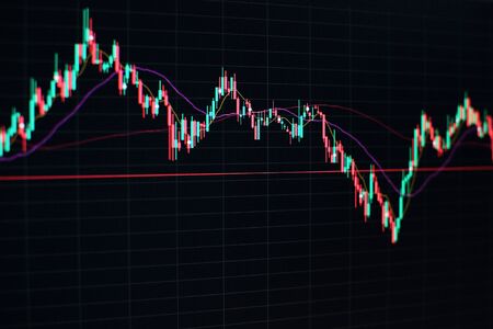 Investment, trade, stock, finance and analysis concept. Business chart with uptrend line graph, bar...