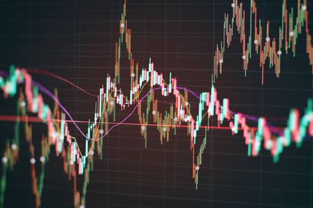 Business success and growth concept.Stock market business graph chart on digital screen. Economic graph with diagrams on the stock market, for business and financial concepts and reports.Abstract blue background.の写真素材
